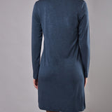 Camicia da notte Corta Scollo a V Viscosa Chevron - BLU MELANGE - LE28