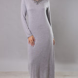 Camicia da notte Lunga Scollo a V Viscosa Chevron - GRIGIO MELANGE - LE29