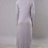 Camicia da notte Lunga Scollo a V Viscosa Chevron - GRIGIO MELANGE - LE29