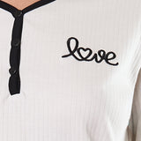 Pigiama Lungo Serafino Cotone Love - NERO - LO11