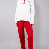 Pigiama Lungo Serafino Caldo Cotone Love - ROSSO - LO11
