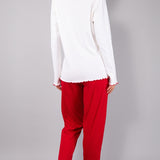 Pigiama Lungo Serafino Caldo Cotone Love - ROSSO - LO11