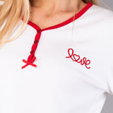 Pigiama Lungo Serafino Caldo Cotone Love - ROSSO - LO11