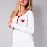 Camicia da Notte Serafino Caldo Cotone Love - ROSSO - LO27