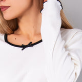 Camicia da Notte Girocollo Caldo Cotone Love - NERO - LO28