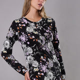 Camicia da Notte Corta Serafino Viscosa Garden - NERO - QG27