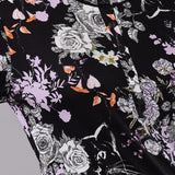 Camicia da Notte Corta Serafino Viscosa Garden - NERO - QG27