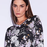 Camicia da Notte Corta Lunga Viscosa Garden - NERO - QG29