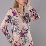 Camicia da Notte Corta Lunga Viscosa Garden - SABBIA - QG29