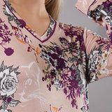 Camicia da Notte Corta Lunga Viscosa Garden - SABBIA - QG29