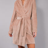 Vestaglia Corta con Cintura Ciniglia Stripes - SABBIA - SS70