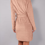 Vestaglia Corta con Cintura Ciniglia Stripes - SABBIA - SS70