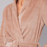 Vestaglia Corta con Cintura Ciniglia Stripes - SABBIA - SS70
