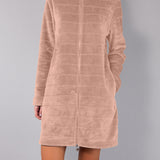 Vestaglia Corta con Zip Ciniglia Stripes - SABBIA - SS71