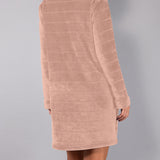 Vestaglia Corta con Zip Ciniglia Stripes - SABBIA - SS71