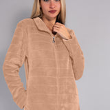 Vestaglia Corta con Zip Ciniglia Stripes - SABBIA - SS11