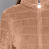 Vestaglia Corta con Zip Ciniglia Stripes - SABBIA - SS11