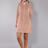 Vestaglia Corta con Zip Ciniglia Stripes - SABBIA - SS71