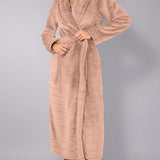 Vestaglia Lunga con Cintura Ciniglia Stripes - SABBIA - SS73