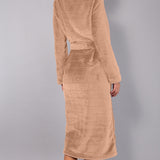 Vestaglia Lunga con Cintura Ciniglia Stripes - SABBIA - SS11
