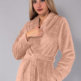Vestaglia Lunga con Cintura Ciniglia Stripes - SABBIA - SS73
