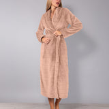 Vestaglia Lunga con Cintura Ciniglia Stripes - SABBIA - SS73