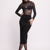 Gonna a Tubino in Maglia Almeria - NERO - AL63