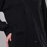 Cardigan Lungo con Bottoni e Strass - NERO - AL70