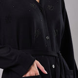 Cardigan Lungo con Bottoni e Strass - NERO - AL70
