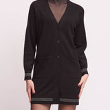 Cardigan con Bottoni in Maglia Berlino - NERO - BE70