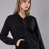 Felpa con Zip Cotone Tweed- BO50