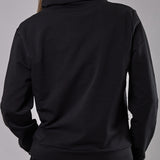 Felpa con Collo Alto Coulisse Cotone Tweed - NERO - BO51