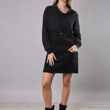 Felpa con Collo Alto Coulisse Cotone Tweed - NERO - BO51