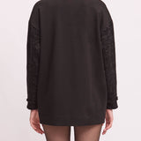 Cardigan Lungo con Bottoni Cotone Tweed - NERO - BO70