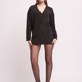 Cardigan Lungo con Bottoni Cotone Tweed - NERO - BO70