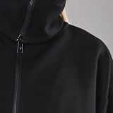 Felpa con Collo Alto e Zip Jerez - NERO - JE51