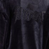 Felpa con Zip e Cappuccio Ciniglia Strass - NERO - MA50
