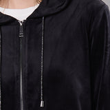 Felpa con Zip e Cappuccio Ciniglia - NERO - MA50SS