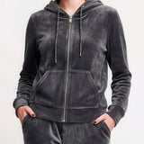 Felpa con Zip e Cappuccio Ciniglia - ANTRACITE - MA50SS