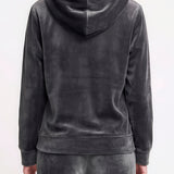 Felpa con Zip e Cappuccio Ciniglia - ANTRACITE - MA50SS