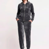 Felpa con Zip e Cappuccio Ciniglia - ANTRACITE - MA50SS
