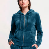 Felpa con Zip e Cappuccio Ciniglia - PETROLIO - MA50SS