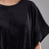 Felpa Girocollo a Manica Corta Ciniglia - NERO - MA52