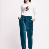 Pantaloni Jogger in Ciniglia - PETROLIO - MA61