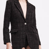 Blazer Monopetto in Tessuto Tweed - NERO - ML30
