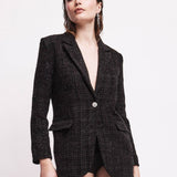 Blazer Monopetto in Tessuto Tweed - NERO - ML30