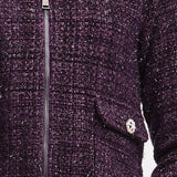 Giacca con Colletto e Zip in Tessuto Tweed - MIRTILLO - ML50