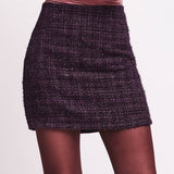 Gonna Corta in Tessuto Tweed - MIRTILLO - ML63