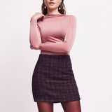 Gonna Corta in Tessuto Tweed - MIRTILLO - ML63