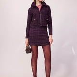 Gonna Corta in Tessuto Tweed - MIRTILLO - ML63